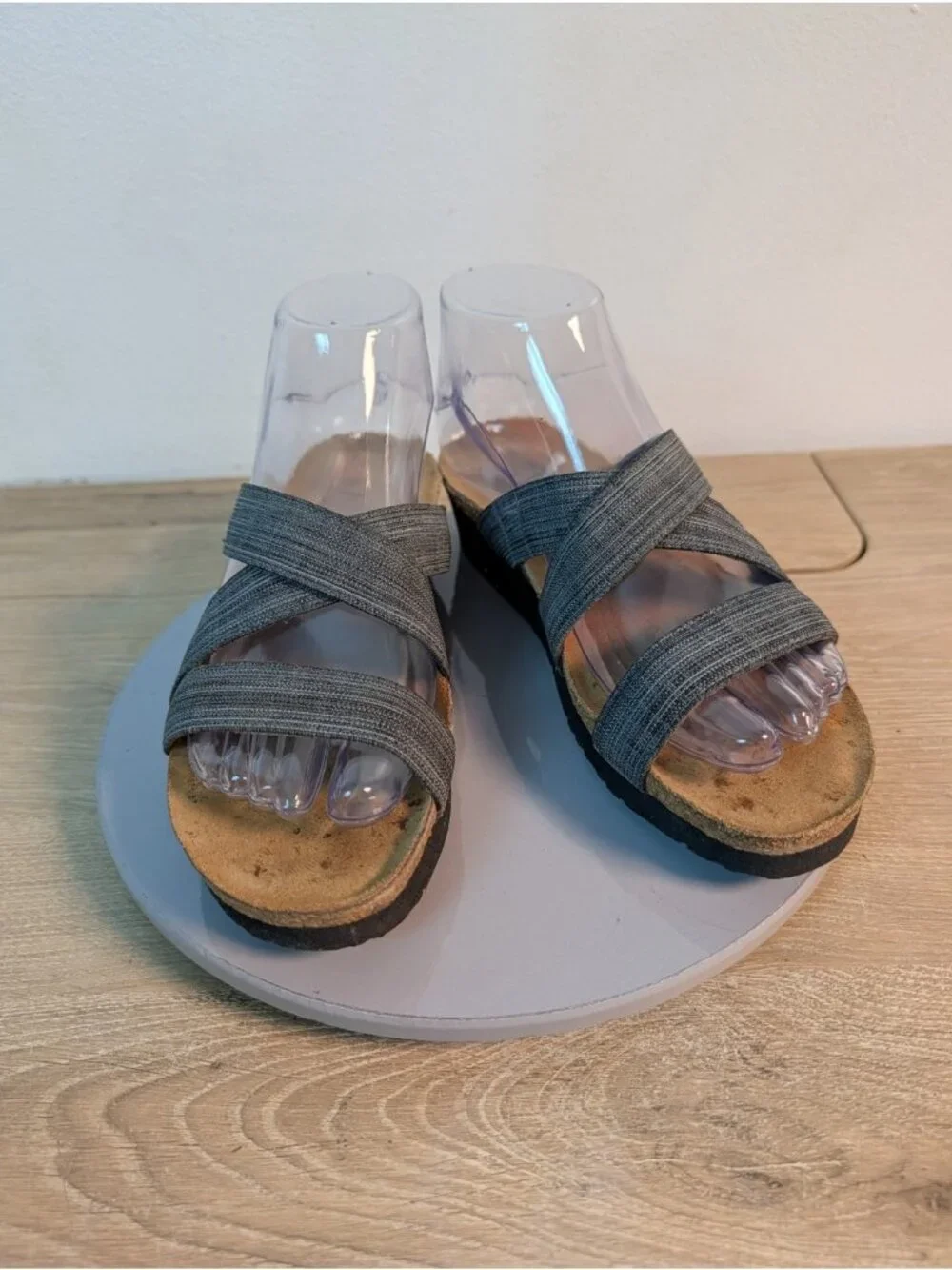 Naot Naomi Women Wedge Sandals Size 38 L7 Casual Comfort Blue Linen Fabric